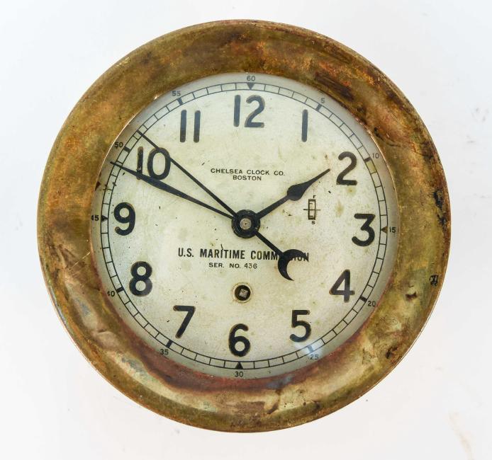 CHELSEA WWII BRASS SHIPS DECK CLOCK