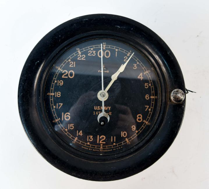 SETH THOMAS WWII US NAVY SHIPS DECK CLOCK