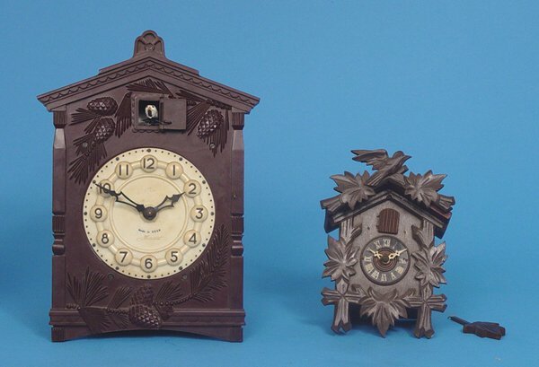 Two Small Cuckoo Type Wall Clocks