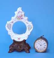 Rare Porcelain Alarm Clock Holder & Clock