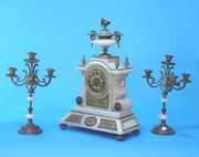 Fancy Japy Freres Onyx Mantel Clock Set
