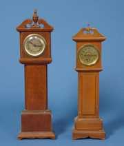 Two Miniature Grandfather Clocks