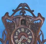 Art Nouveau Carved Walnut Cuckoo Wall Clock