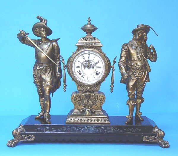 Ansonia Double Standing Statue Mantel Clock