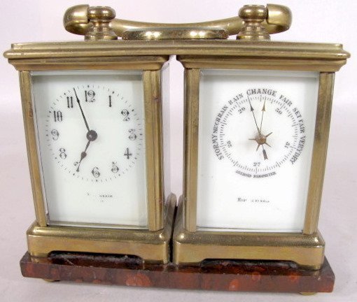 French Combin. Barometer/Compass Carriage Clock