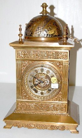 Ansonia Hammered Brass Mantle Clock