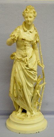 Period Dress Standing Woman Clock Statue