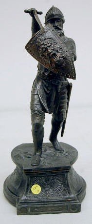 Clock Statue of Warrior With Sword & Shield