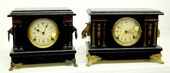 Three Small Enamel Mantel Clocks-ClockPrices.Com