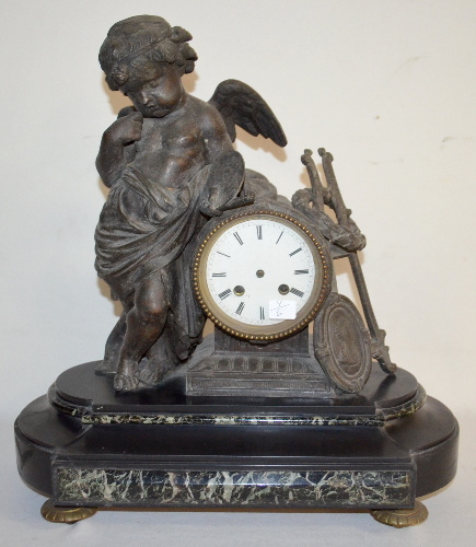 Antique French Japy Freres Cherub Statue Clock