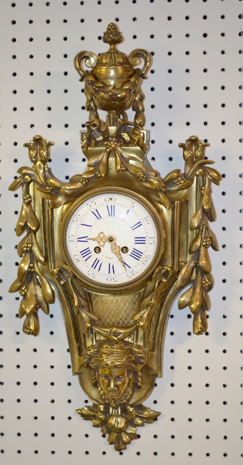 Antique French L. P. Japy & Co. Brass Cartel Wall Clock