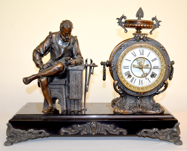 Antique New Haven Seated Statue Clock