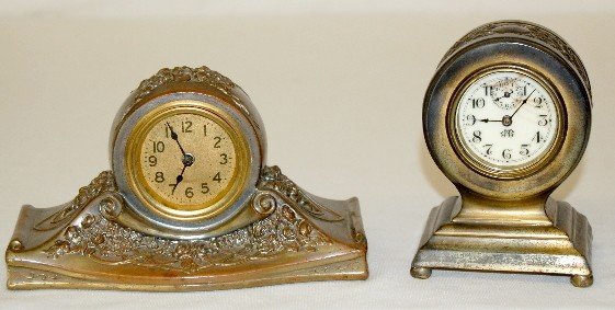 U.S.A. & Jennings Bros. Metal Novelty Clocks