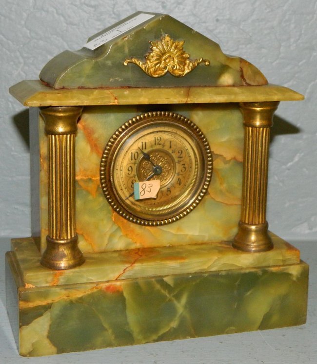 1 day American green onyx shelf clock.