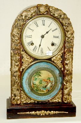 Chinese Decorated Round Top Clock, T & S