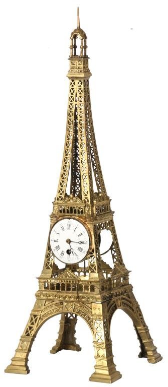 French Bronze Eiffel Tower Mantle Clock