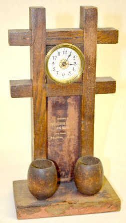 Wooden Bank Advertising Match Holder Clock