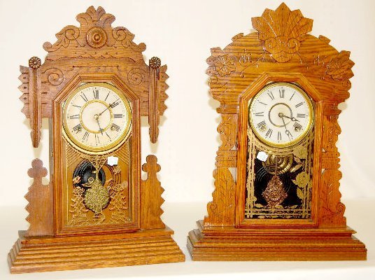 2 Oak Kitchen Clocks EN Welch and Attleboro