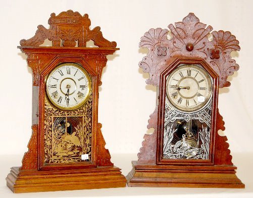 2 Walnut Kitchen Clocks; EN Welch & Waterbury