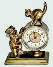 Ansonia “Duet” Novelty Clock w/Dog & Cat