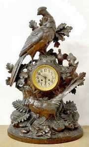 Black Forest Carved Pheasant & Dog Clock, 48″