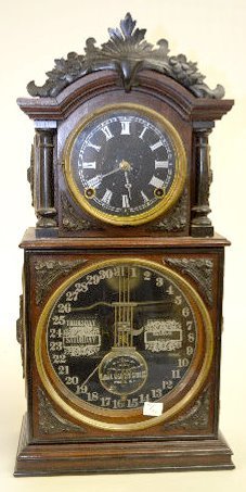 Walnut Ithaca No. 3 1/2 Parlor Calendar Clock