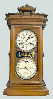 Ithaca Walnut “Index” Calendar Clock