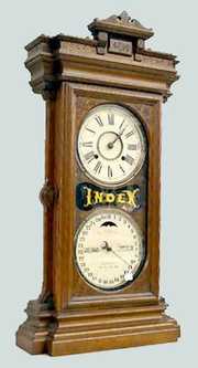 Ithaca Walnut “Index” Calendar Clock