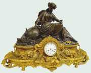 Massive French Figural Clock, Lady, Lion +