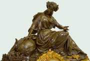 Massive French Figural Clock, Lady, Lion +