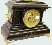 Ingraham Black Mantel Clock w/Statue