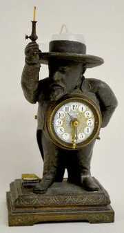 French Animated Statue Candle Clock w/Striker