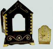 French Inlaid Ebony Wooden Mantel Clock