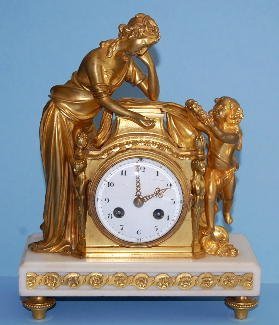 Vincenti Bronze Cupid & Lady Figural Clock