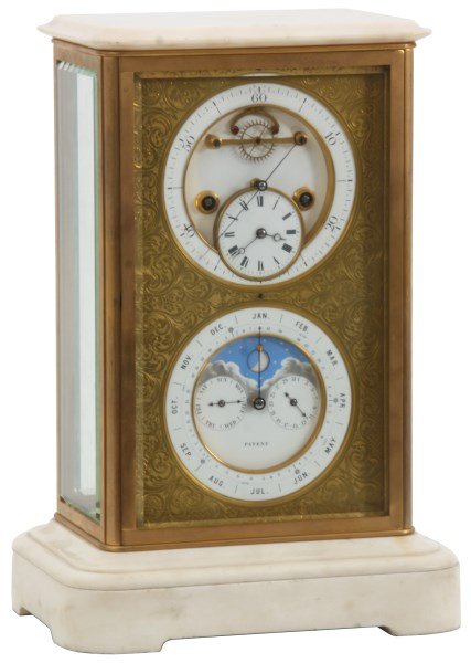 Lg. Marble & Brass Calendar Crystal Regulator