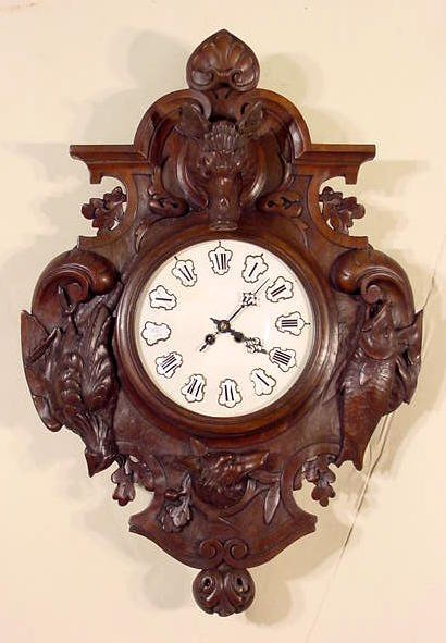 French Wall Clock w/Carved Boar’s Head