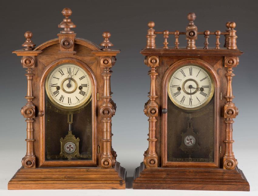 Two Welch Rosewood Patti Shelf Clocks