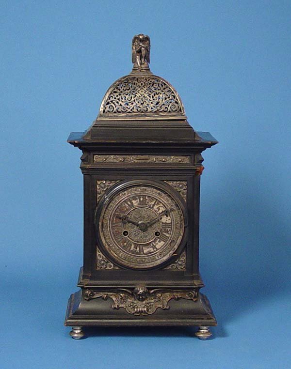 French Ebony And Silver Bracket Clock