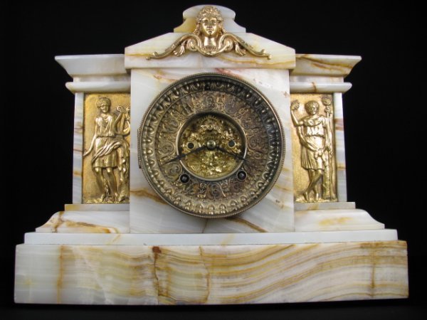 ANSONIA WHITE ONYX  MANTEL CLOCK