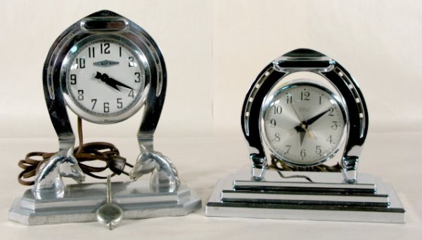 2 Chrome Horseshoe Electric Clocks