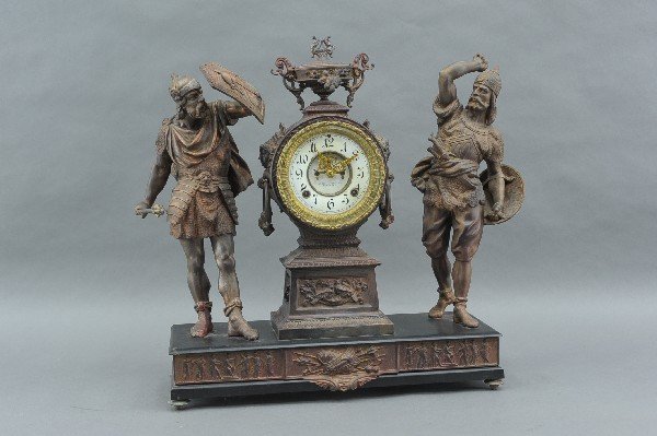 ANSONIA ‘COMBATANTS’ DOUBLE STATUE CLOCK