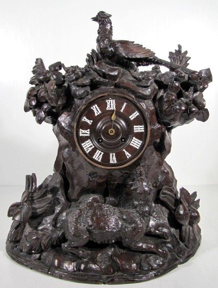 Black Forest Carved Game Shelf Clock