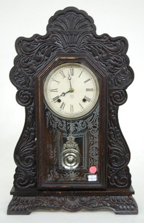 Ansonia Oak Carved Kitchen Clock