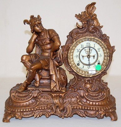 Ansonia “Hermes” Metal Seated Statue Clock