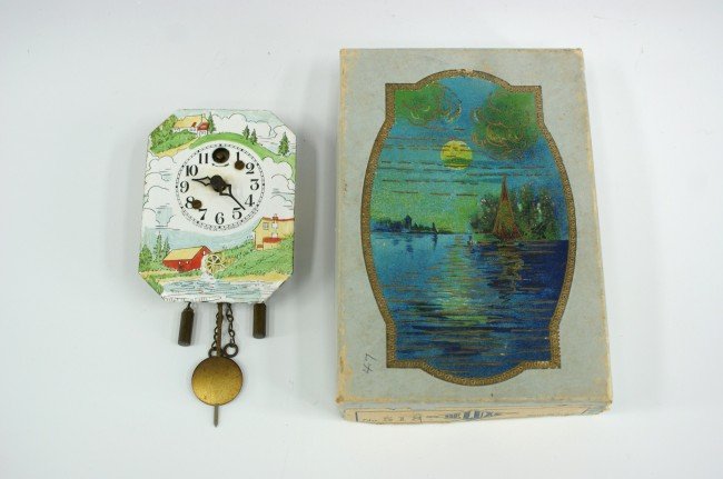 LUX ‘COUNTRY SCENE’ ENAMEL CLOCK IN ORIGINAL BOX