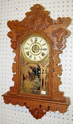 Ingraham Oak Hanging Kitchen Clock w/Alarm