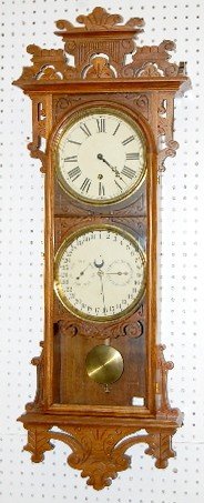 Welch Damrosch Walnut Calendar Antique Clock