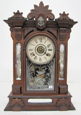 Gilbert Amphion Walnut Mirrorside Parlor Clock
