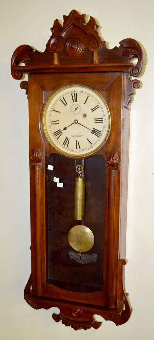 Antique New Haven “Grecian” Oak Regulator Clock