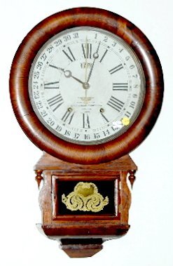 Ansonia Rosewood Hanging Calendar Clock